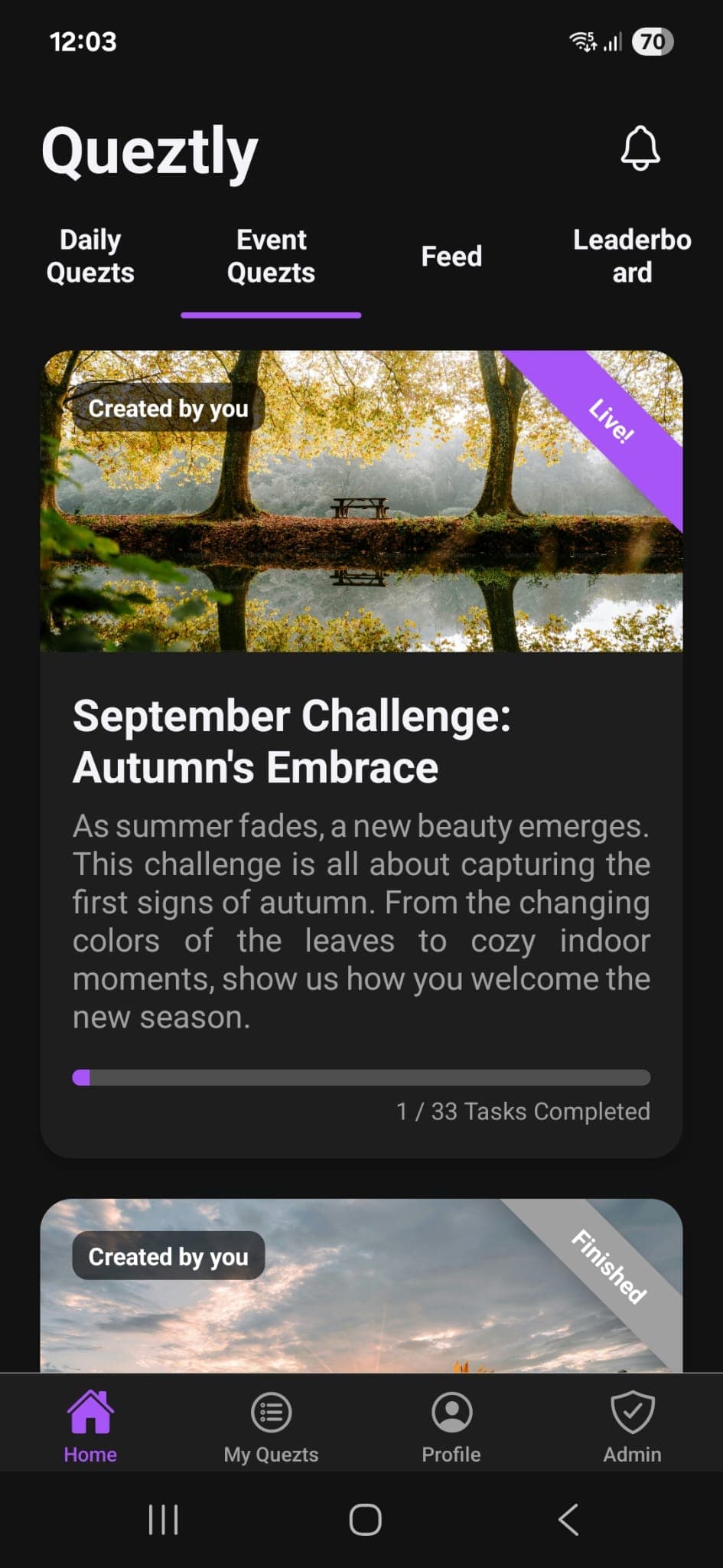 Discover Challenges Screen